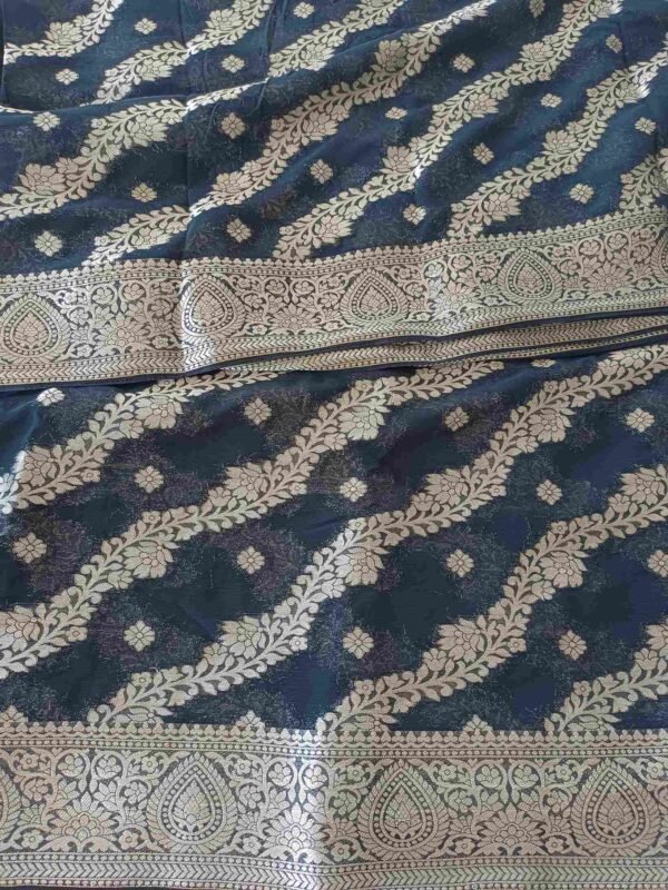 Navy Blue Banarasi Lehariya Saree