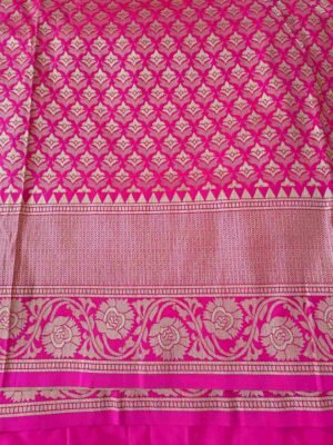 Pink Gold Zari Kanjivaram Semi Pattu Saree