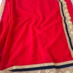 Red Designer Saree with mirror work blouse