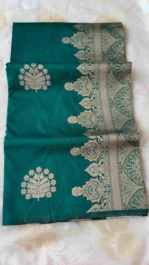 Green borderless Chanderi Saree