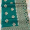 Green Chanderi Cotton saree with Gold Zari