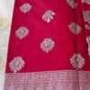 Red Chanderi Cotton saree with Silver Zari