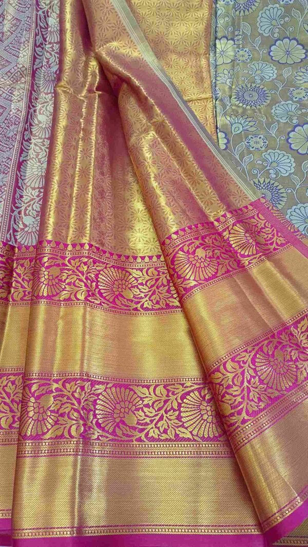 Gold Grey Kanchipuram Pattu SilkSaree 2