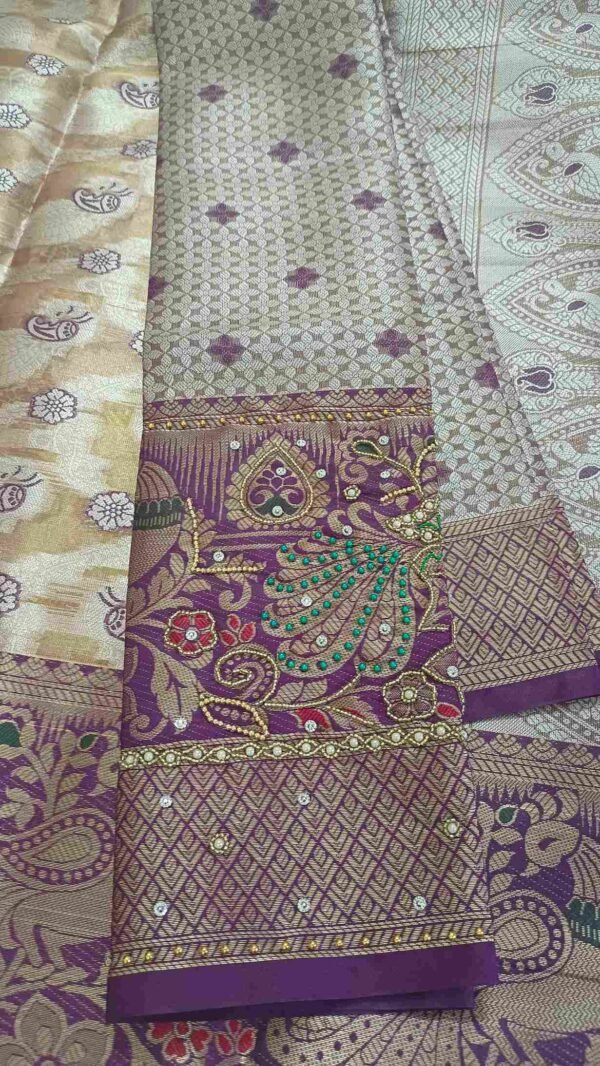 Purple Kanjivaram Tissue Saree 2