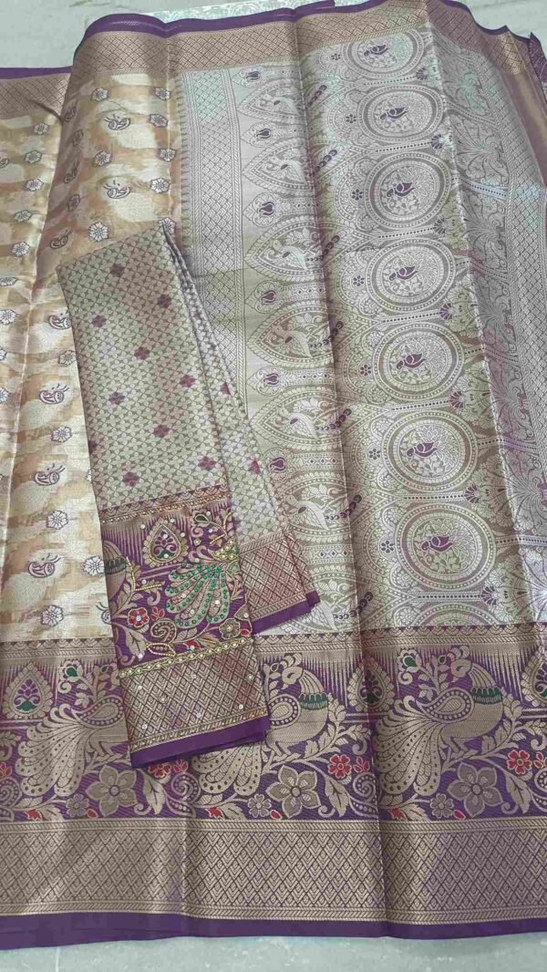 Purple Kanjivaram Tissue Saree 3