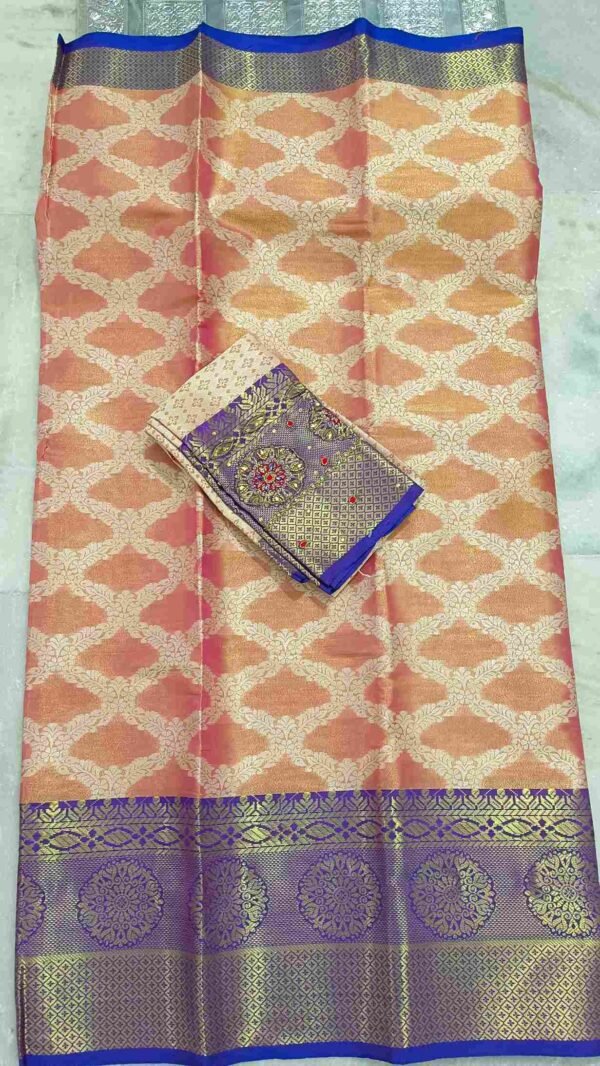 Pink Kanjivaram Tissue Saree 3