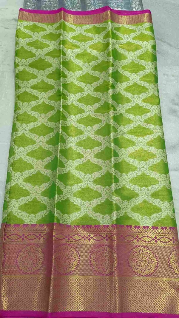 Parrot Green Kanjivaram Tissue Saree