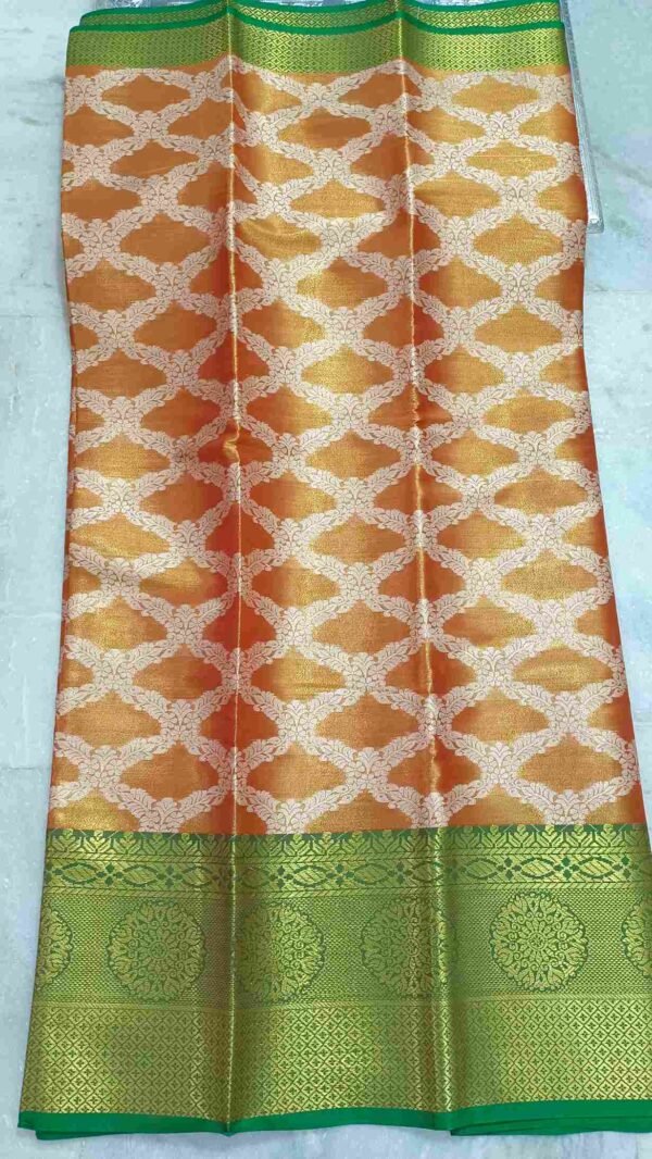 Orange Kanjivaram Tissue Saree