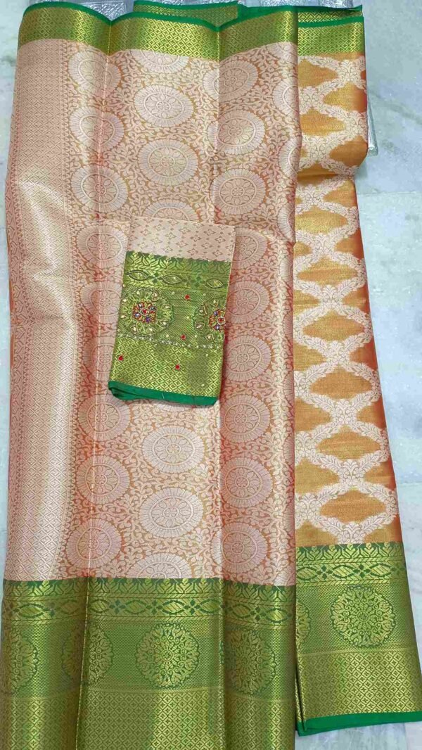 Orange Kanjivaram Tissue Saree 3