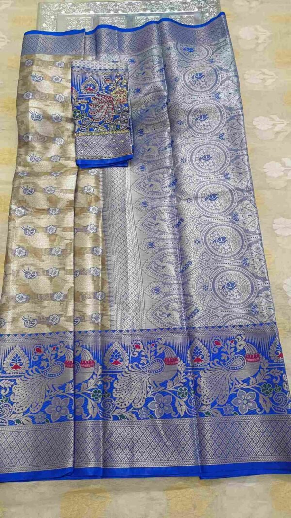 Blue Kanjivaram Tissue Saree 2