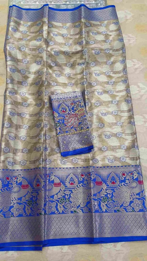 Blue Kanjivaram Tissue Saree