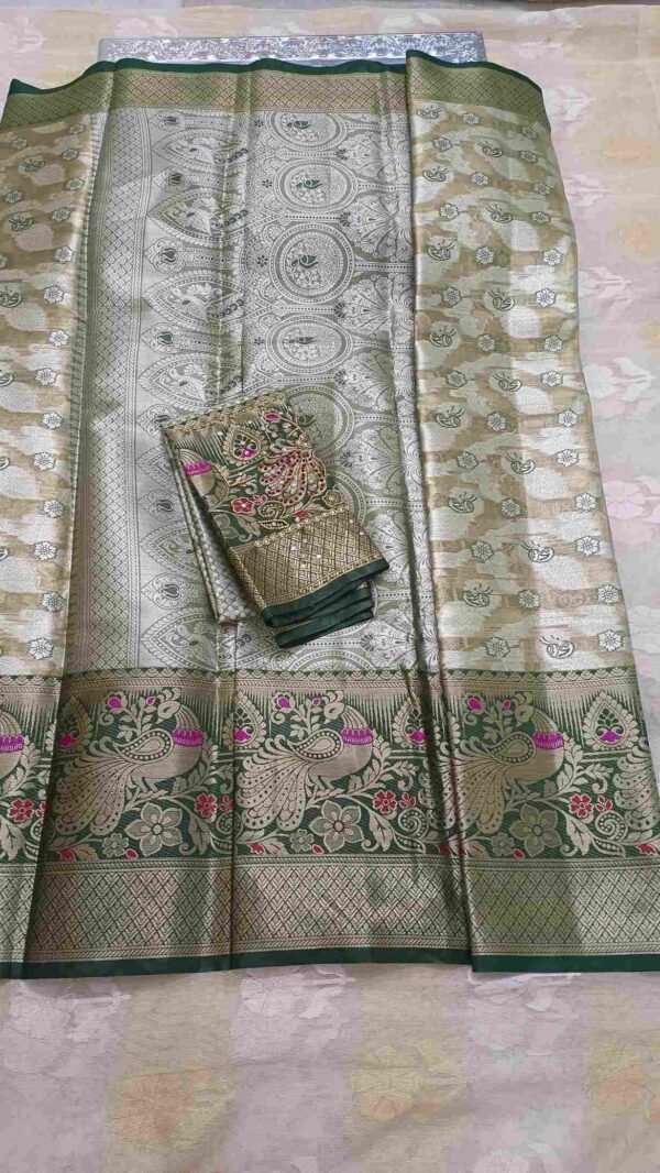 Green Kanjivaram Tissue Saree 2