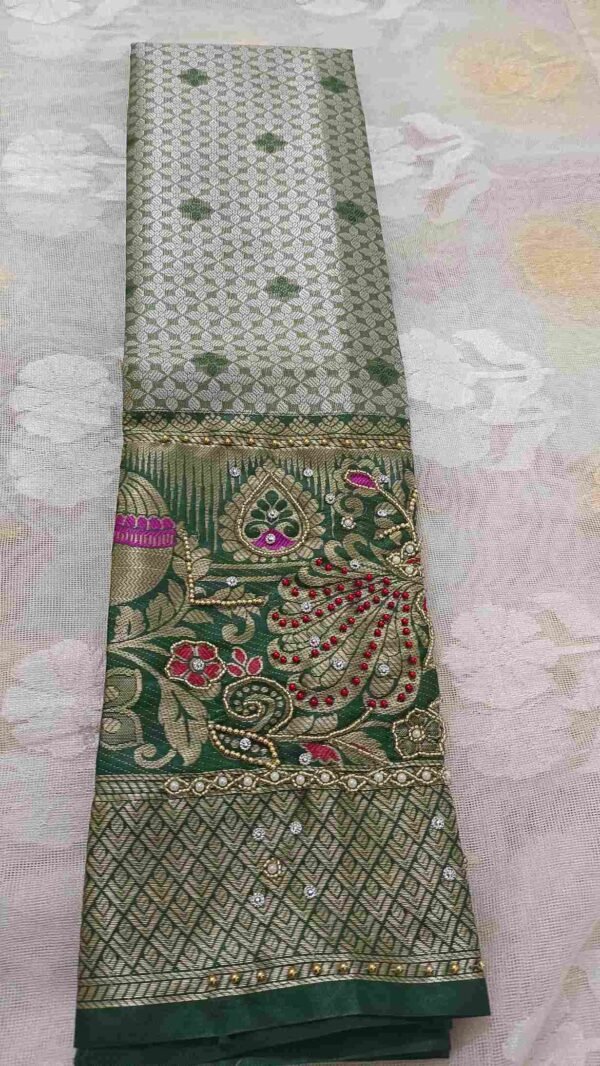 Green Kanjivaram Tissue Saree 3