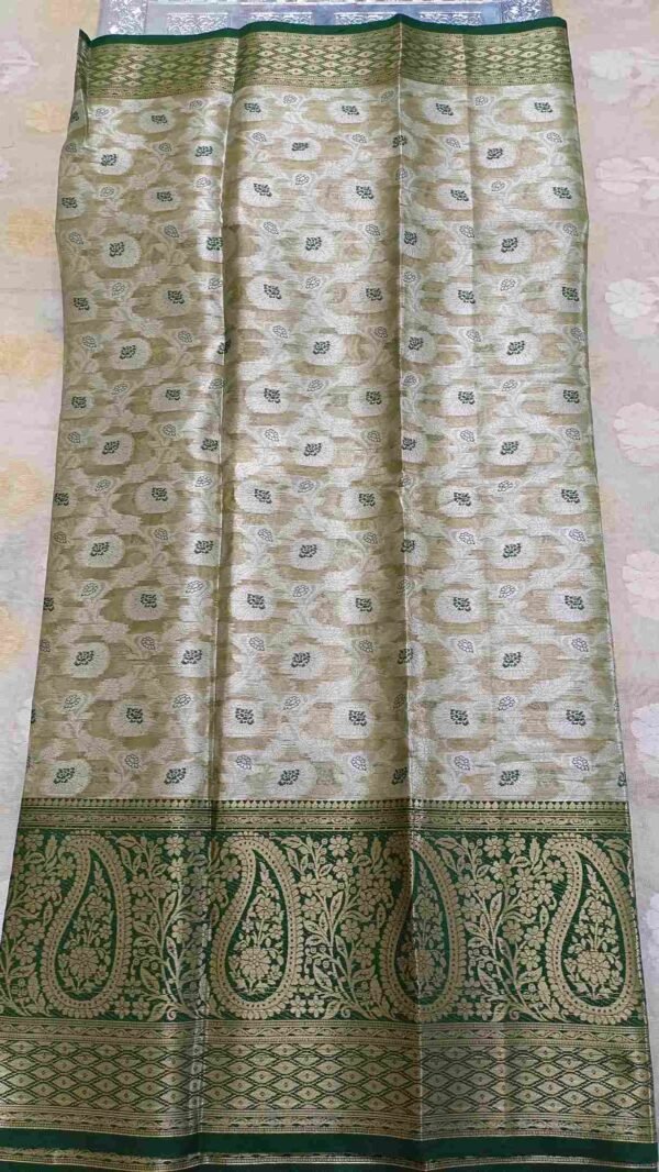 Green Kanjivaram Tissue Saree with Maggam Work 1
