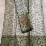 Green Kanjivaram Tissue Saree with Maggam Work