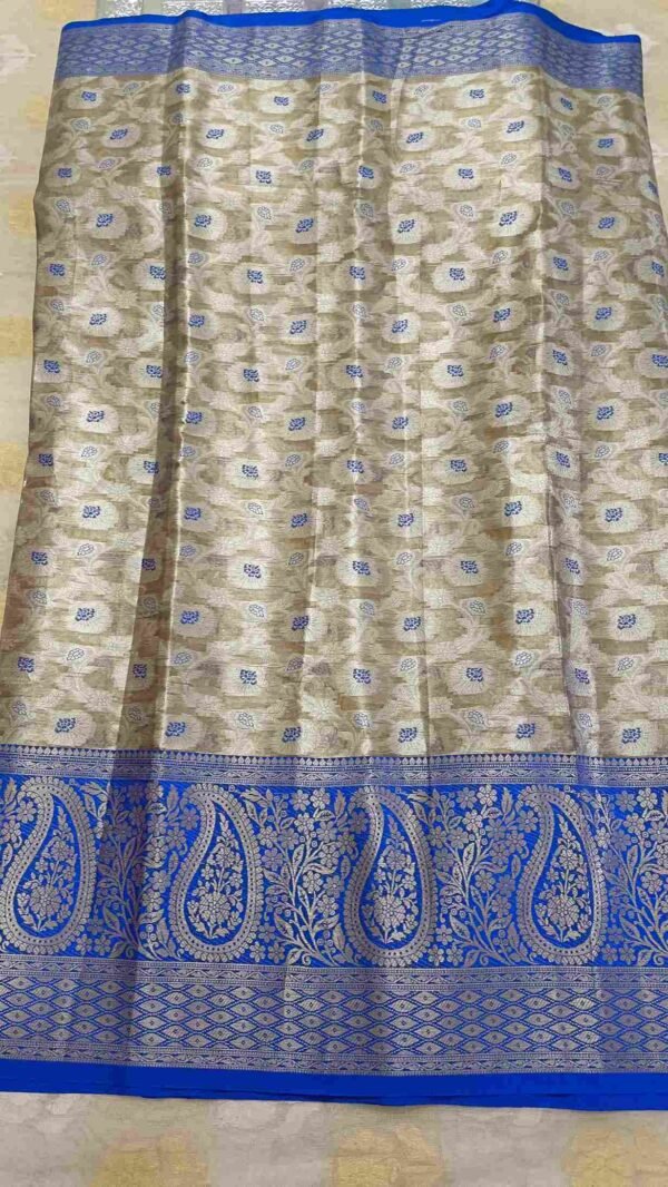 Blue Kanjivaram Tissue Saree with maggam work 1
