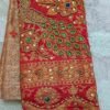 Red Kanjivaram Tissue Saree with Peacock Border 3