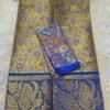 Blue Kanjivaram Tissue Saree with Peacock Border