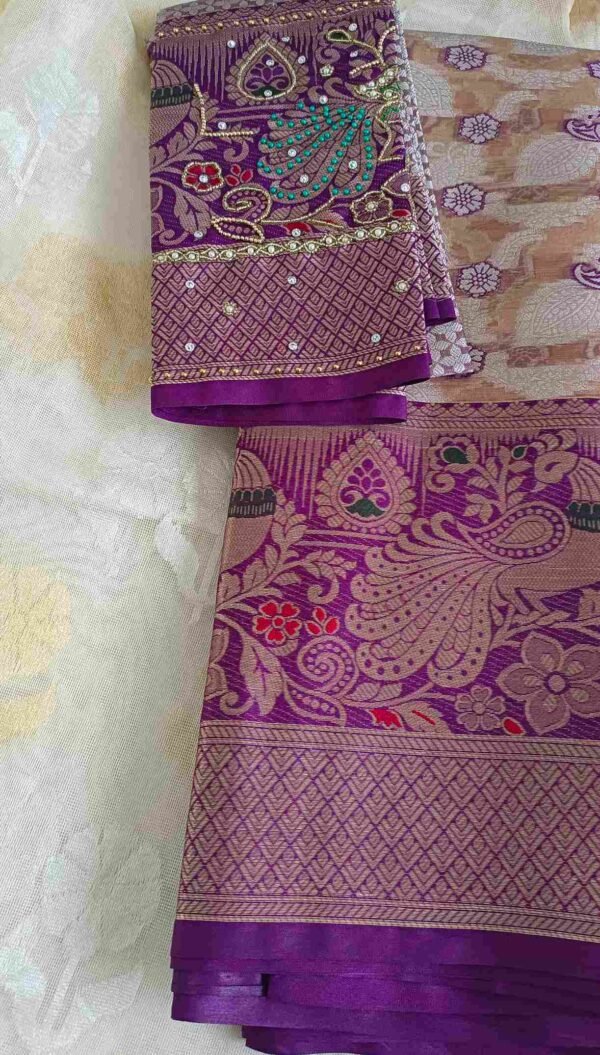 Purple Kanjivaram Tissue Saree