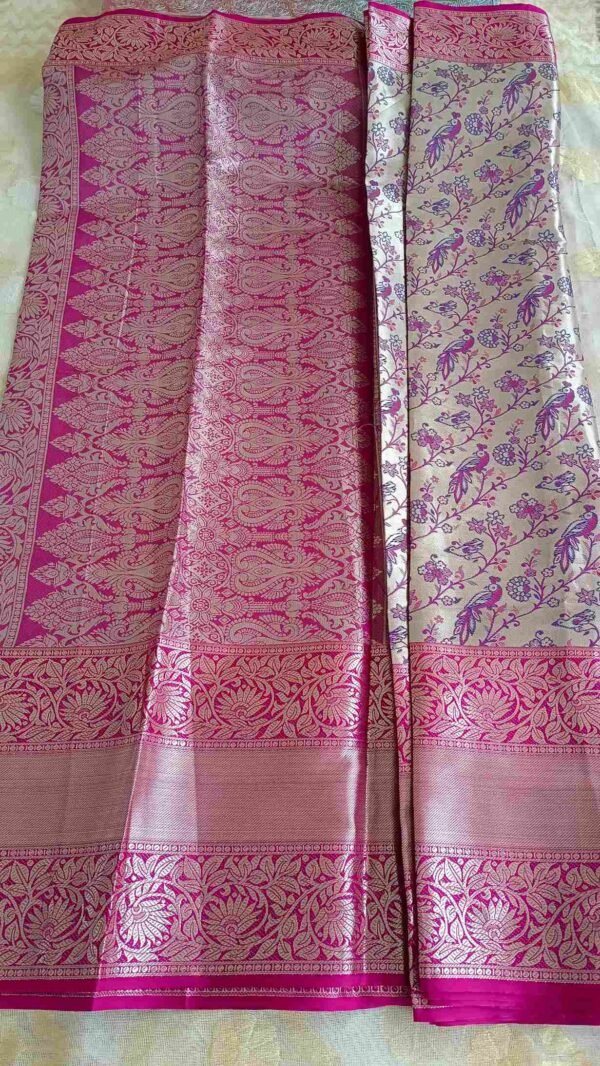 Pink Kanjivaram Parrot Pattu Saree 2