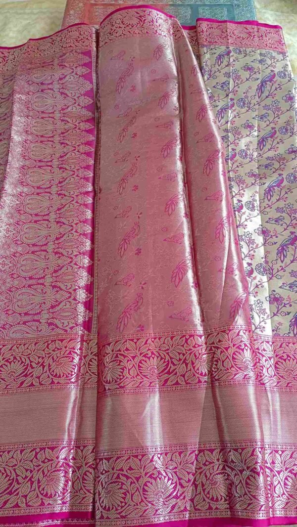 Pink Kanjivaram Parrot Pattu Saree 4