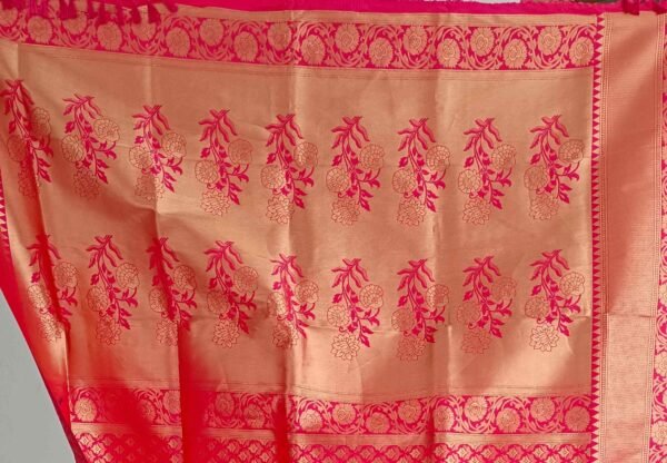 Peach Kanjivaram Semi Pattu Silk Saree 2