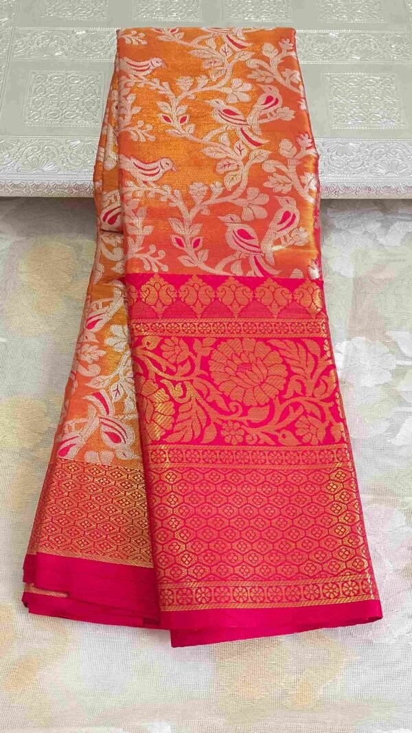 Red Kanjivaram Parrot Tissue Saree 1