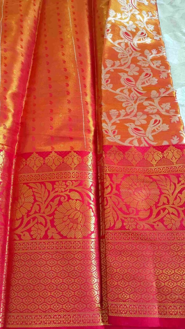 Red Kanjivaram Parrot Tissue Saree 3