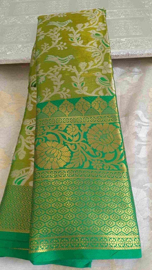 Green Kanjivaram Parrot Tissue Saree 1