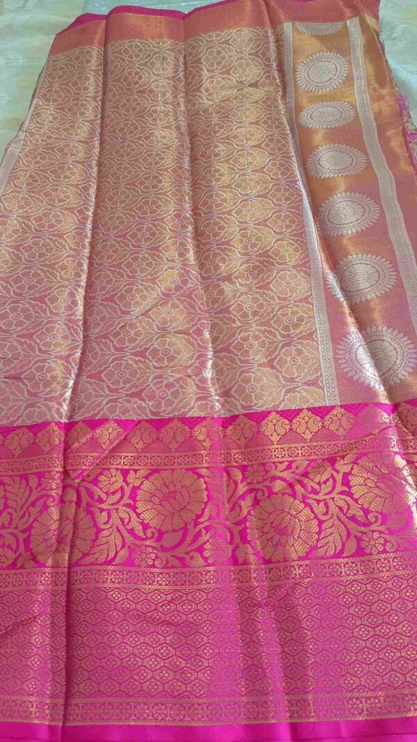 Pink Kanjivaram Parrot Tissue Saree 2
