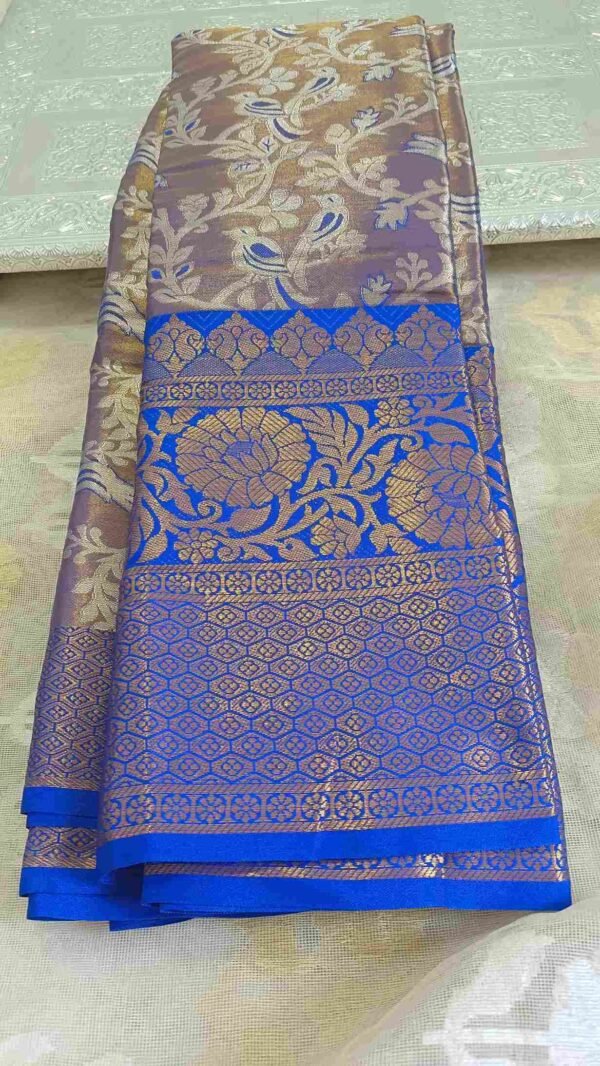 Blue Kanjivaram Parrot Tissue Saree 1