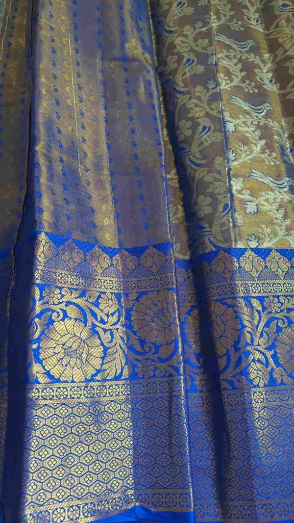 Blue Kanjivaram Parrot Tissue Saree 4