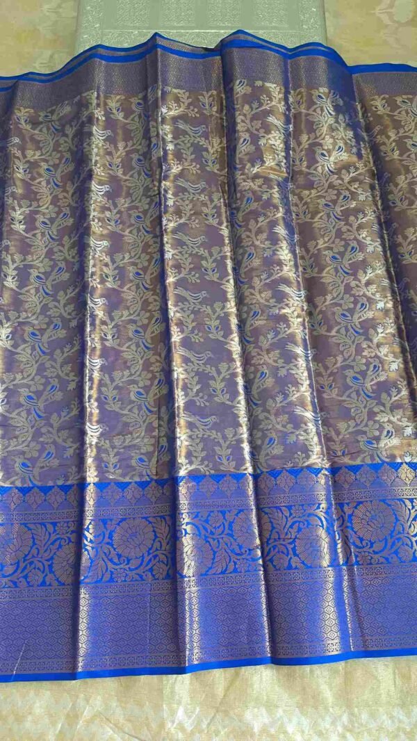 Blue Kanjivaram Parrot Tissue Saree